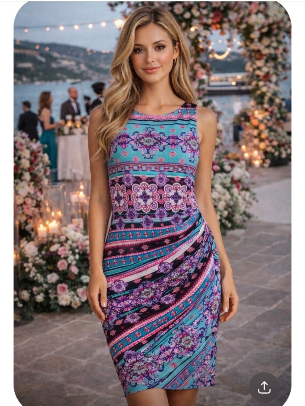 Cache Bodycon Dress Sz 10 NWT Print Back Zip